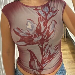 Sheer Floral Sleeveless Top